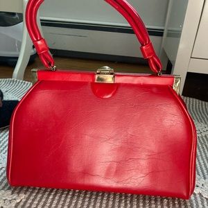 Red vintage hand bag